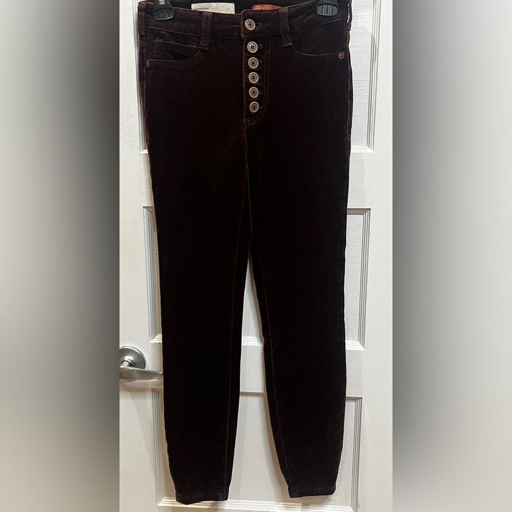 Anthropologie Pilcro High-Rise Button-Fly Skinny Corduroy Pants Brown Size 25